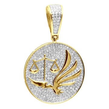 Men's and Women's 14K Gold Natural or Lab-Grown Diamond Pendant | Round Medallion | 1.5ct