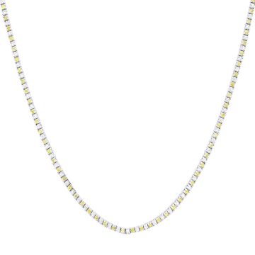 Men's and Women's Diamond Tennis Chain Necklace | 14K Gold | Box Lock Clasp | 10ct