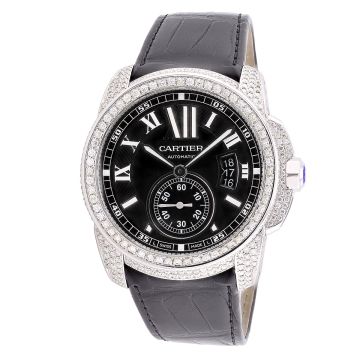 Men's Cartier Watch | Calibre de Cartier | 43 mm | Diamond Bezel | Black Dial