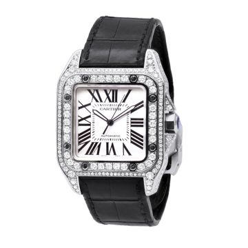 Men's Cartier Watch | Santos de Cartier | 41 mm | Diamond Bezel | White Dial