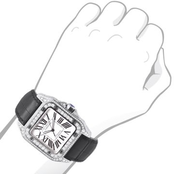 Men's Cartier Watch | Santos de Cartier | 41 mm | Diamond Bezel | White Dial