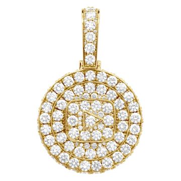 Men's 14K Gold Lab-Grown Diamond YouTube Pendant | Round Medallion | 11ct