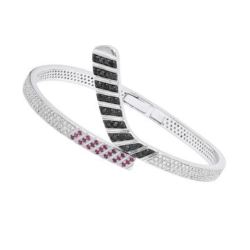 Men's and Women's 14K Gold Ruby and Diamond Bangle Bracelet | Pave Set | 4.5ct