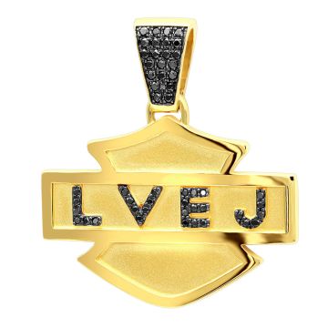 Men's 14K Gold Black Diamond Initial Pendant | 0.55ct