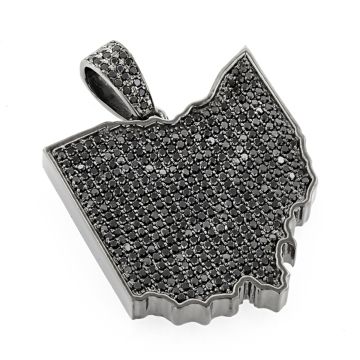 Men's Black Diamond Ohio State Pendant | Sterling Silver | 14ct