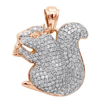 14K Gold Diamond Squirrel Pendant for Women | Animal | 2.5ct