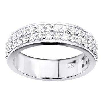 Men's and Women's 14K Gold Round Cut Diamond Anniversary Wedding Ring | Pave Prong Set | 1.3ct