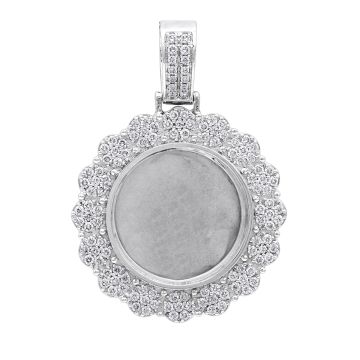 Men's and Women's 14K Gold Diamond Customizable Picture Pendant | Round Medallion | 1.52ct