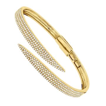 Women's 14K Gold Diamond Bangle Bracelet | Pave Set | 2ct