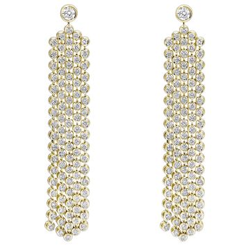 Designer Bezel Cut Diamond Drop Chandelier Waterfall Earrings for Women | 14K Gold | Screw Back | 6ct