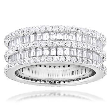 Men's and Women's Baguette and Round Diamond Eternity Ring | 14K Gold | 4.5ct