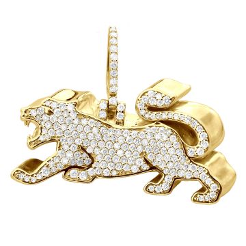 10K Gold Diamond Panther Pendant for Men and Women | Animal | 3.5ct