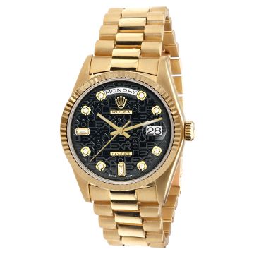 18K Gold Men's Rolex Watch | Day-Date | 36 mm | President Bracelet | Black Dial