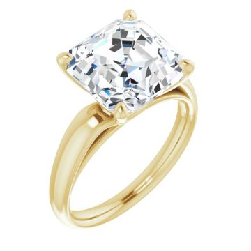 Elizabeth Women's 14K Gold Asscher Cut Lab-Grown Diamond Solitaire Engagement Ring | Prong Set | 5ct