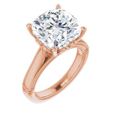 Ellie Women's Cushion Natural Diamond Solitaire Engagement Ring | 14K Gold | 7ct