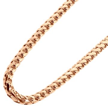 14K Rose Gold Solid Diamond Cut Franco Chain For Men