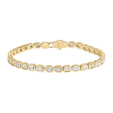 Women's 14K Gold Lab-Grown Diamond Tennis Bracelet | Bezel Set | Box Clasp with Safety | 3.36ct