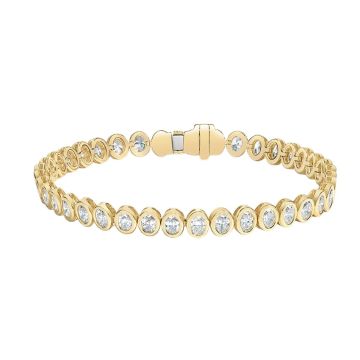 Women's 14K Gold Lab-Grown Diamond Tennis Bracelet | Bezel Set | Box Clasp with Safety | 3.75ct