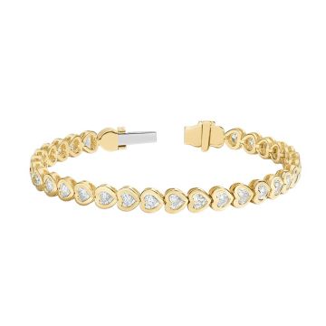 Women's 14K Gold Lab-Grown Diamond Tennis Bracelet | Bezel Set | Box Clasp with Safety | 3.36ct