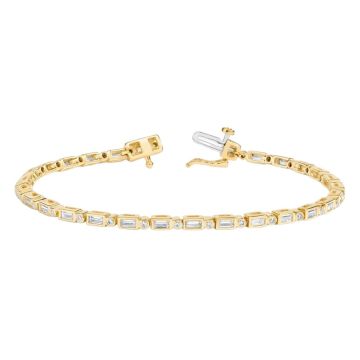 Women's 18K Gold Diamond Tennis Bracelet | Channel Bezel Set | Box Clasp with Safety | 1.45ct