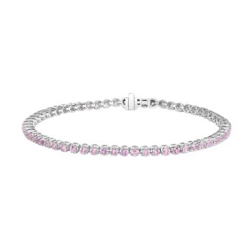 Women's 14K Gold Sapphire Tennis Bracelet | Prong Set | Box Clasp with Safety 