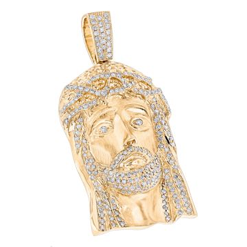 Men's 14K Gold Diamond Jesus Face Pendant | Hip Hop | 3.5ct