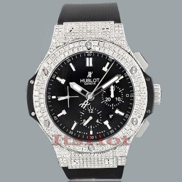 Men's Stainless Steel Diamond Watch | Hublot Big Bang 42 mm | Stick | Black Dial