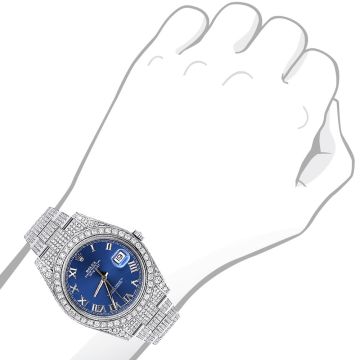 Stainless Steel Men's Rolex Watch | Oyster Perpetual Datejust | 41 mm | Oyster Bracelet | Diamond Bezel | Blue Dial