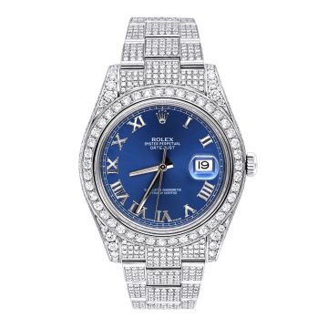 Stainless Steel Men's Rolex Watch | Oyster Perpetual Datejust | 41 mm | Oyster Bracelet | Diamond Bezel | Blue Dial