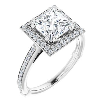 Isabella Women's Princess and Round Lab-Grown Diamond Halo Engagement Ring | 14K Gold | VS1 | 2ct