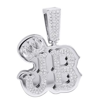 Men's Sterling Silver Diamond Initial Pendant | SI | 2ct