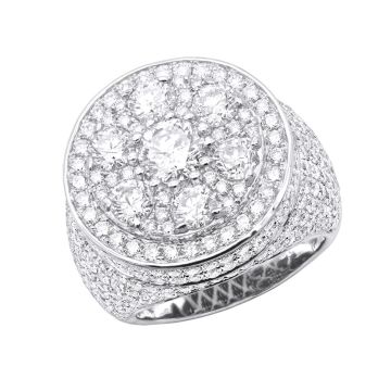 Men's 14K Gold Diamond Signet Pinky Ring | Pave Prong Set | 8.19ct