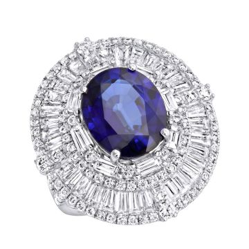 Women's 18K Gold Sapphire Diamond Cocktail Ring 13.22ct