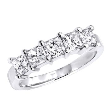 14K Gold Natural or Lab-Grown Diamond Anniversary Five-Stone Wedding Ring for Women 1.2ct