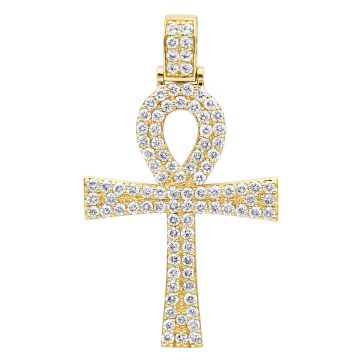 Men's Diamond Egyptian Ankh Cross Pendant | 14K Gold | 3.5ct