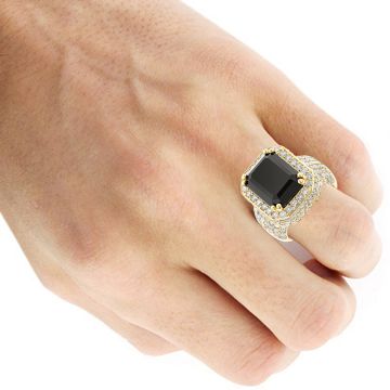 Men's and Women's Black Diamond Cocktail Statement Ring | 14K Gold | SI | 4.65ct