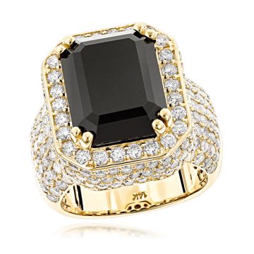 Men's and Women's Black Diamond Cocktail Statement Ring | 14K Gold | SI | 4.65ct