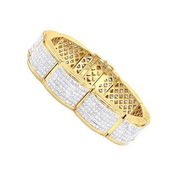 14K Gold Diamond Designer Bracelet for Men | Invisible Set | VS | 45.9ct