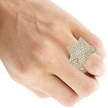 Men's Diamond Signet Star Pinky Ring | 14K Gold | SI | 8ct