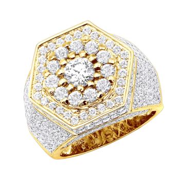 Men's Diamond Signet Pinky Statement Ring | 14K Gold | VS | 6.16ct