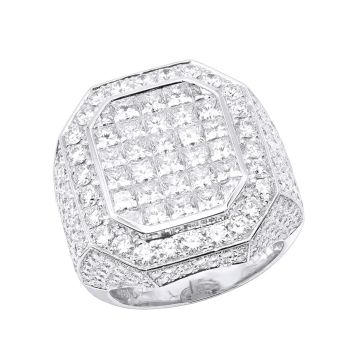 14K Gold Diamond Signet Statement Ring for Men 10.1ct