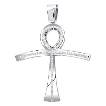 Men's Diamond Symbol of Life Egyptian Ankh Cross Pendant | 14K Gold | 2.5ct