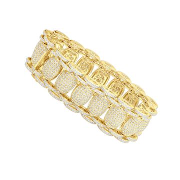 14K Gold Diamond Bracelet for Men | Pave Set | VS | 21.93ct