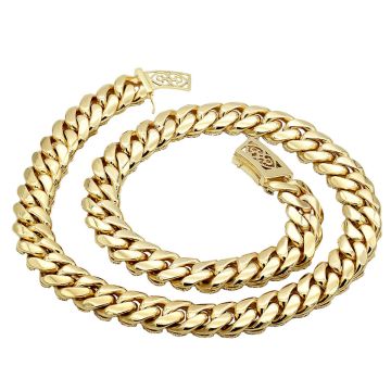 Men's Diamond Miami Cuban Link Chain | Solid 10K Gold | Box Lock Clasp | 39ct