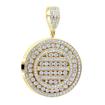 Men's and Women's 14K Gold Diamond Pendant | Round Medallion | 2ct