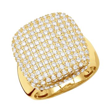 10K Gold Diamond Signet Pinky Statement Ring for Men 3ct