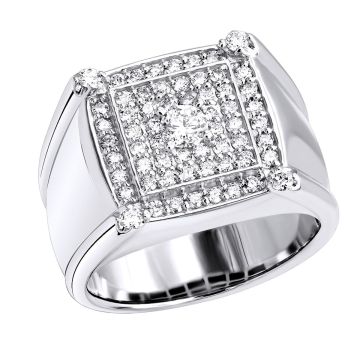 Men's Diamond Signet Solitaire Statement Ring | 14K Gold | SI | 1.2ct