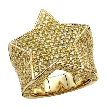 Men's Yellow Diamond Pinky Signet Ring | 14K Gold | SI | 4ct