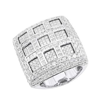 14K Gold Diamond Signet Statement Ring for Men 9.36ct