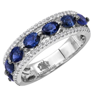 Women's 14K Gold Sapphire Diamond Cocktail Wedding Ring 3.5ct